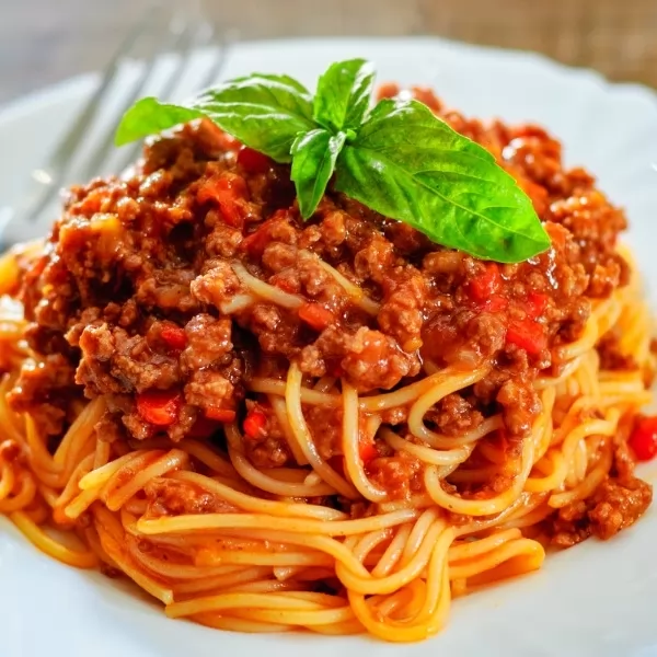 Spagetti Domates ve Kıyma Sosu ile